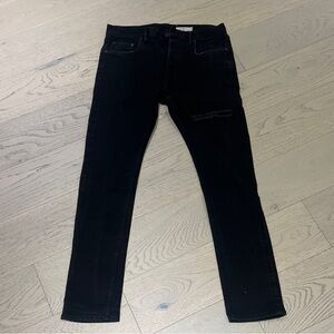 AllSaints Men's Black Skinny Jeans with Subtle Distressing
